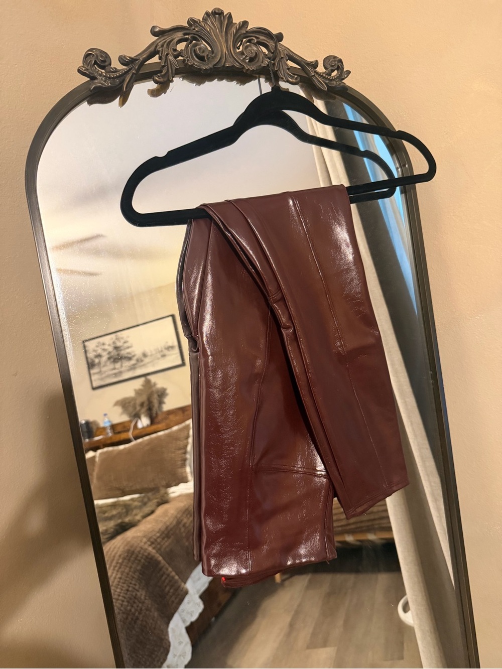 Women’s Wine Faux Leather Pants